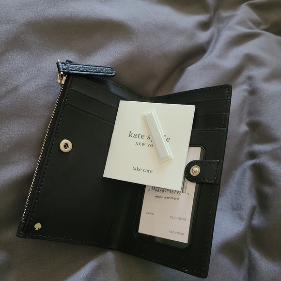 NWT Kate Spade Black Small Slim Bifold Wallet - Picture 4 of 4